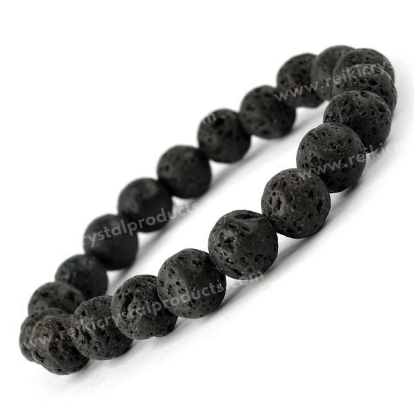 Certified Lava 10 mm Round Bead Bracelet