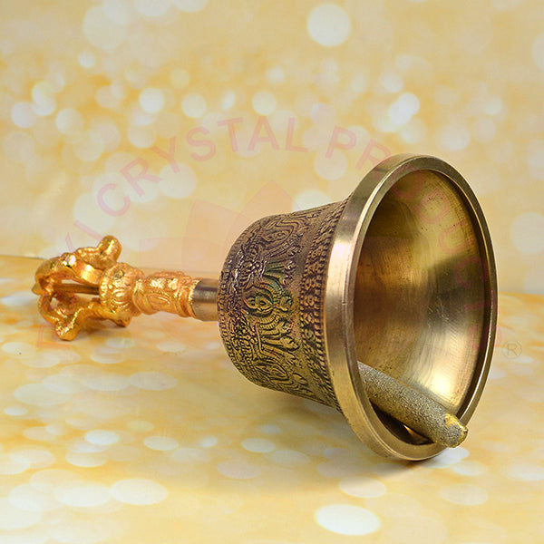 Brass Tibetan Singing Bell with Wooden Stick 5.5 Inch (13.9 cm) | Buddhist Meditation Bell for Prayer, Yoga, Mindfulness & Spiritual Practices