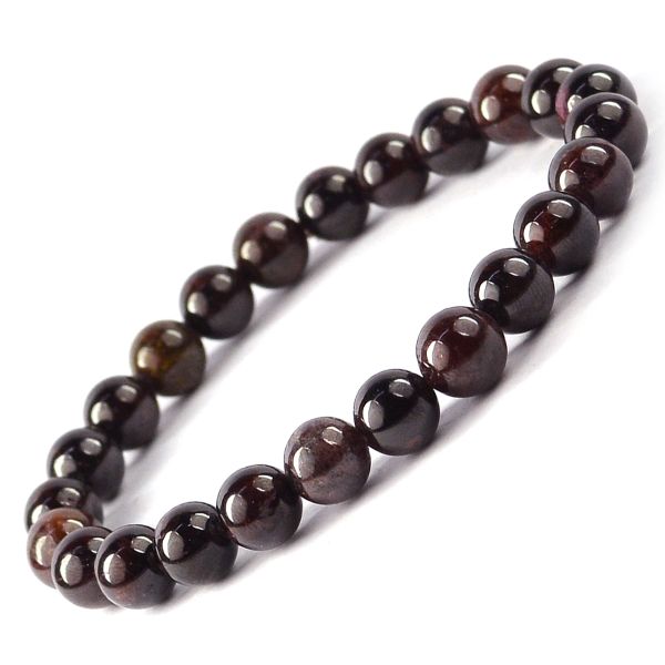 Natural Garnet 8 mm Round Bead Bracelet for Passion, Confidence, Vitality & Positive Energy | Crystal Bracelet for Men & Women