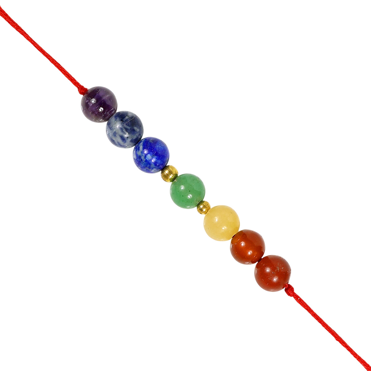 7 Chakra Crystal Stone Rakhi | Natural Seven Chakra Healing Crystal Rakhi for Brother | Reiki Charged Handmade Raksha Bandhan Rakhi | Balance, Harmony, Positive Energy & Spiritual Well-Being