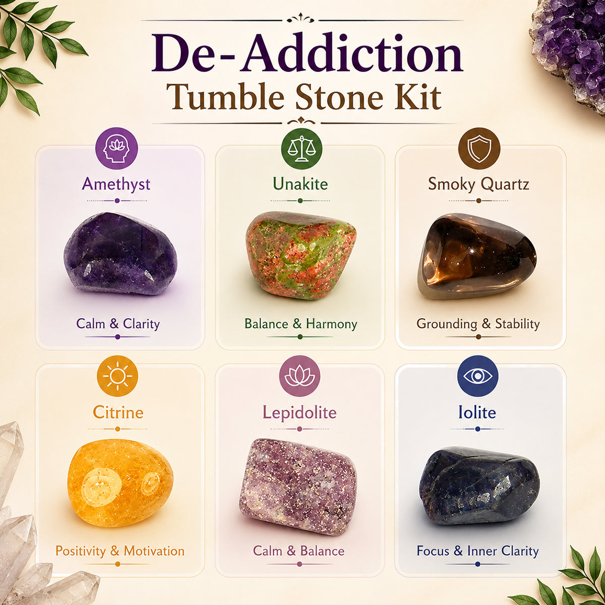 Premium Reiki Charged Healing Crystal Tumble Stone Kit for Manifestation, Chakra Balancing, Wealth, Education, Relationship, Protection, Health Booster, Stress Relief and Positive Energy Activation