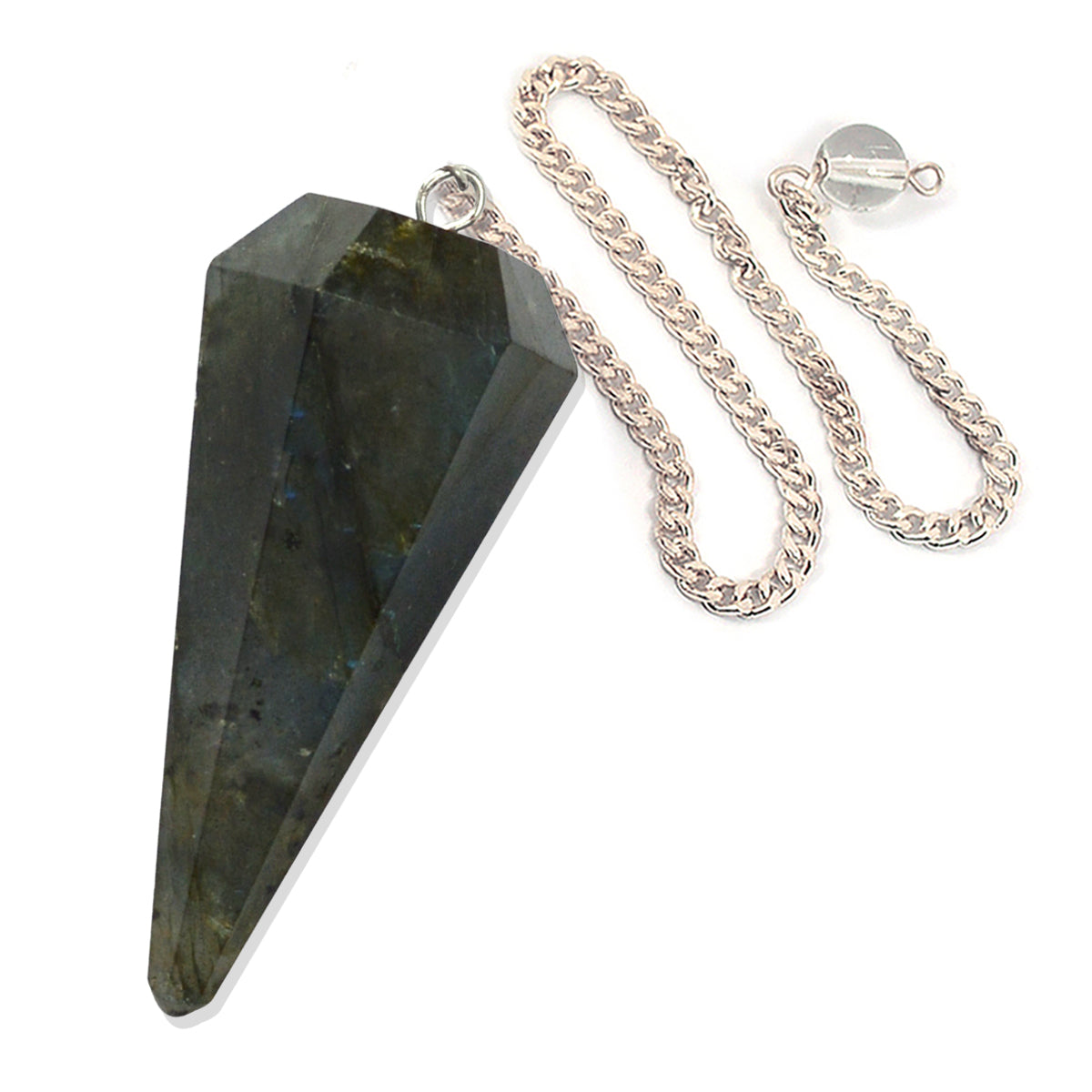 Labradorite Six Faceted Dowser Pendulum Reiki Charged Crystal