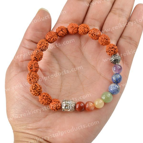Natural Rudraksha with 7 Chakra Buddha Head Bracelet