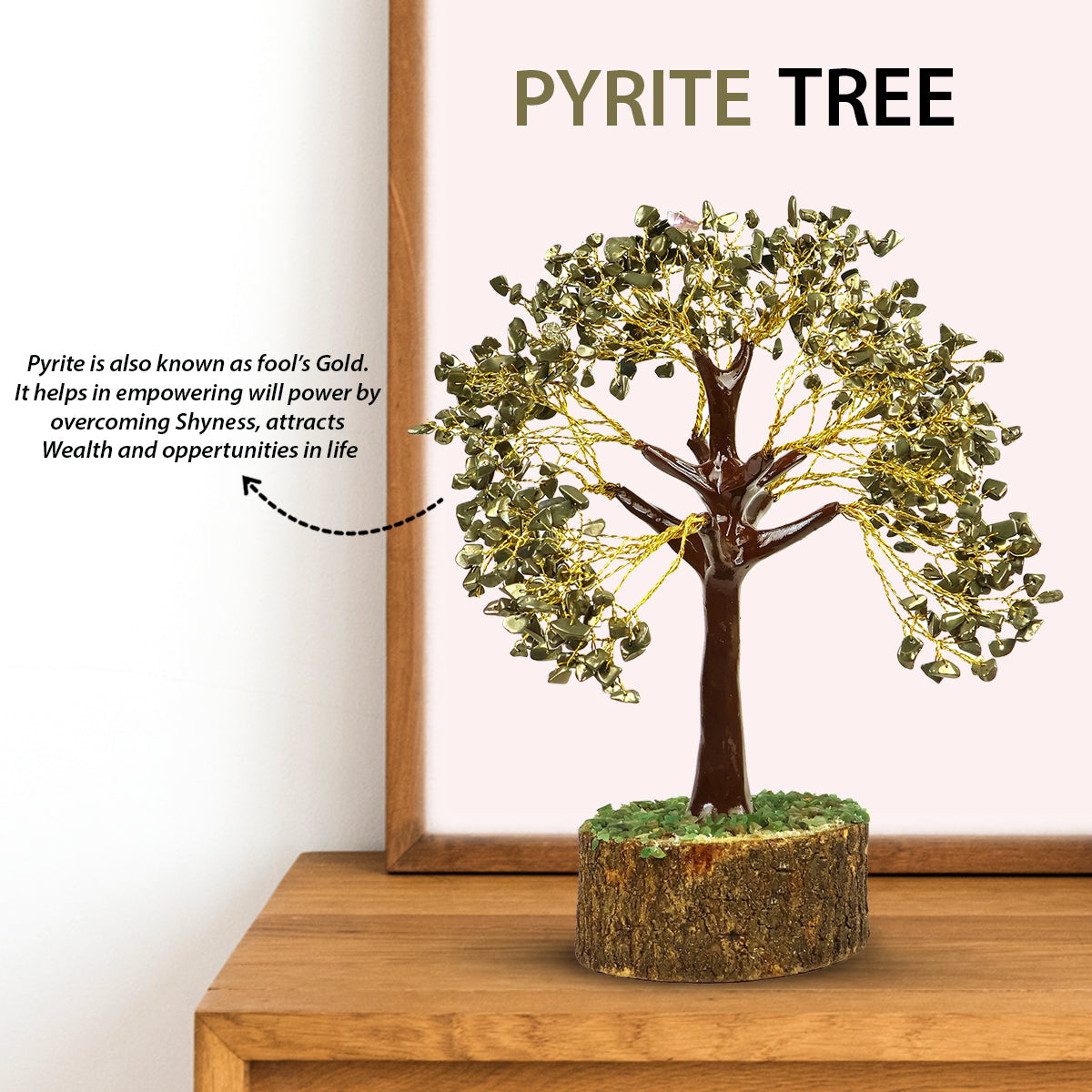 Pyrite Crystal Stone Tree | Natural Pyrite Gemstone Money Tree for Wealth, Prosperity