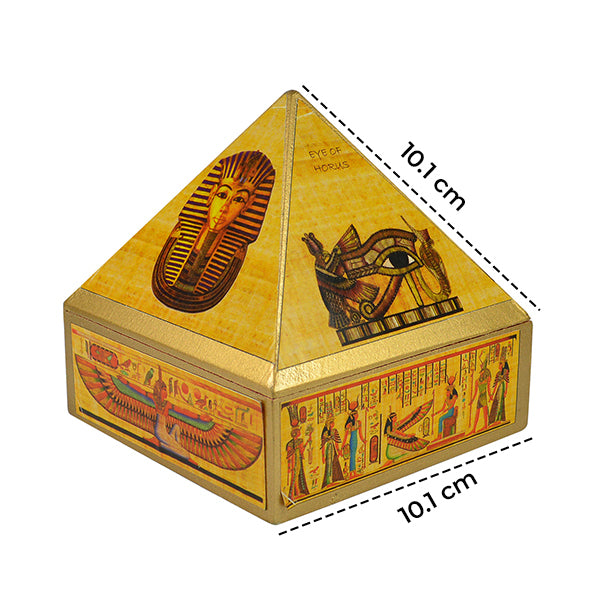 Wooden Pyramid Wish Box with Egyptian Symbol | 10.1 cm (4 Inch) Handcrafted Wooden Wish Box for Manifestation, Affirmations, Crystal Storage
