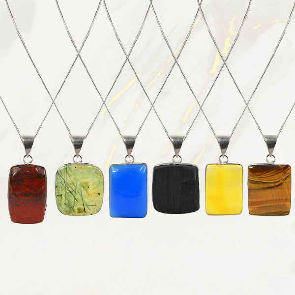 Natural AAA Quality Square Shape Pendant - Locket with Metal Chain