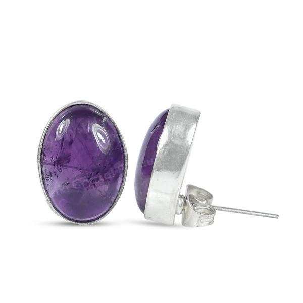 Natural Crystal Stone Tops Stud Earring Set Girls / Women