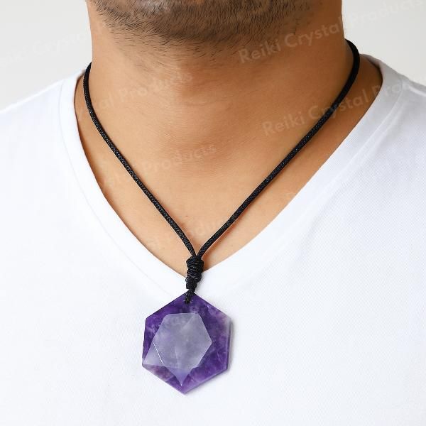Natural Crystal Stone Star Shape Pendant with Thread for Unisex