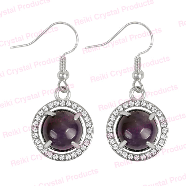Natural Crystal Stone Round Shape Earrings for Girls Women