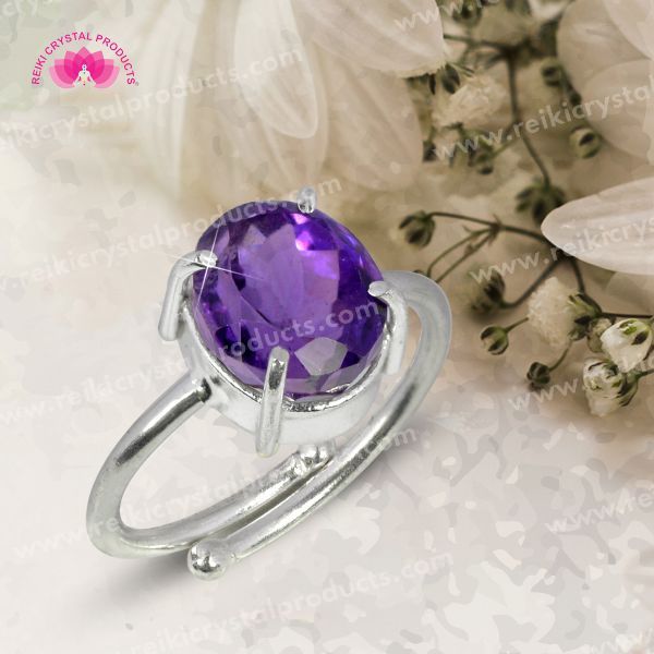 Natural Crystal Gemstone Adjustable Cutting Ring for unisex