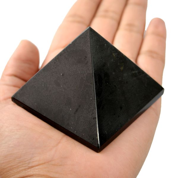 Natural Black Agate stone pyramid for energy balance