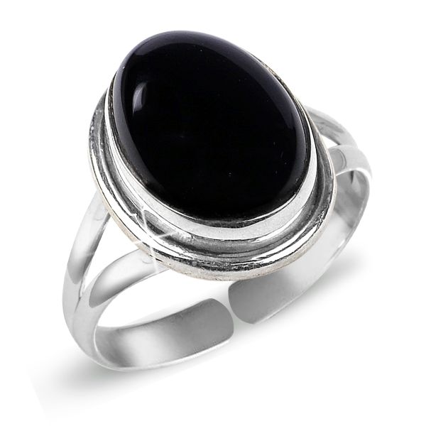 Natural Crystal Gemstone Adjustable Silver Ring for Unisex