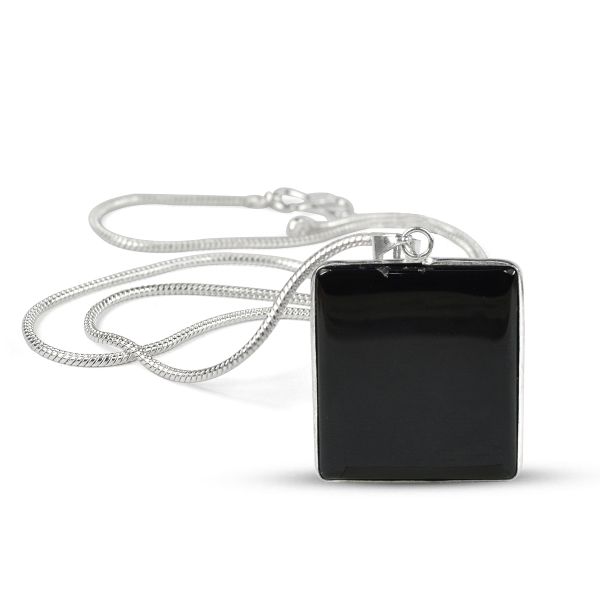 Natural AAA Quality Square Shape Pendant - Locket with Metal Chain