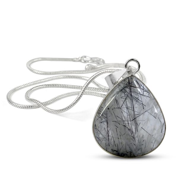 AAA Natural Crystal Stone Drop Shape Pendant - Locket with Metal Chain