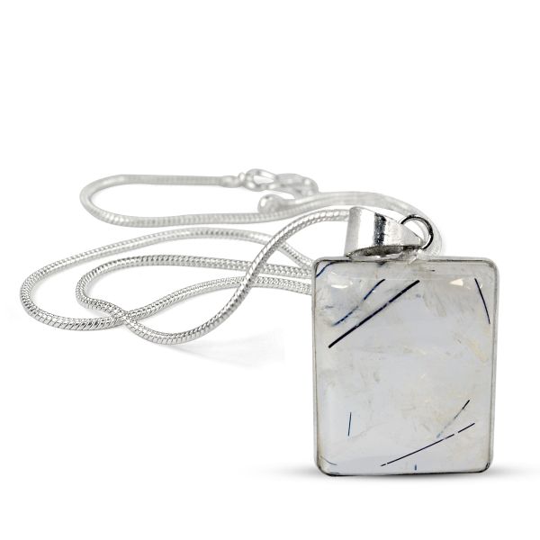 Natural AAA Quality Square Shape Pendant - Locket with Metal Chain