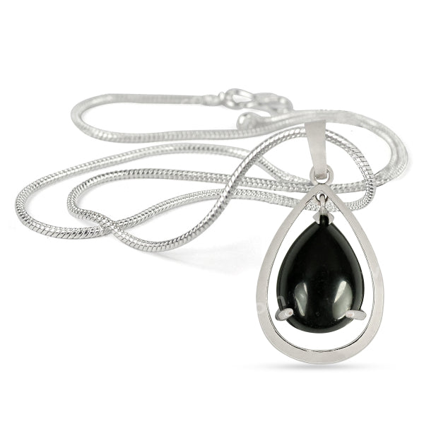 Natural Crystal Stone Drop Shape Pendant - Locket with Metal Chain
