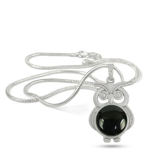 Natural Crystal Stone Owl Shape Pendant - Locket with Metal Chain