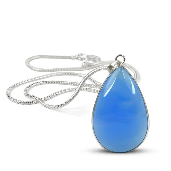 AAA Natural Crystal Stone Drop Shape Pendant - Locket with Metal Chain