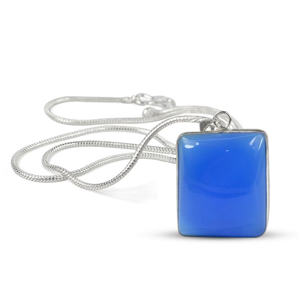 Natural AAA Quality Square Shape Pendant - Locket with Metal Chain