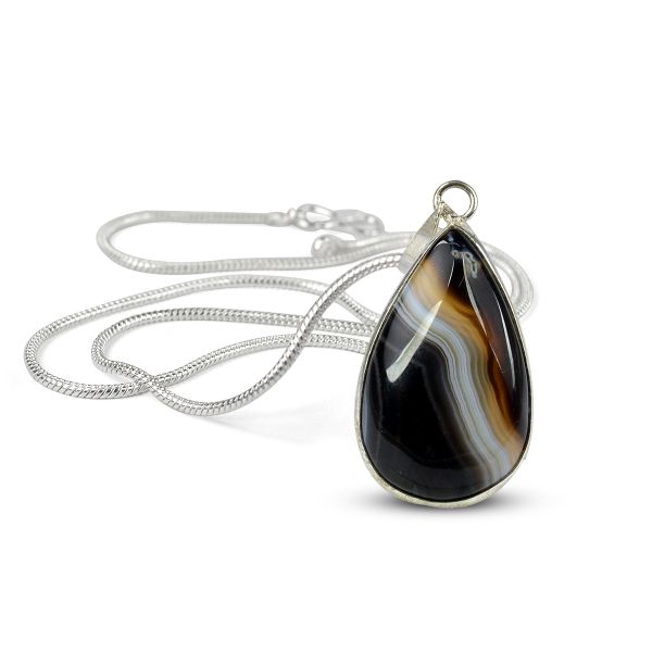 AAA Natural Crystal Stone Drop Shape Pendant - Locket with Metal Chain