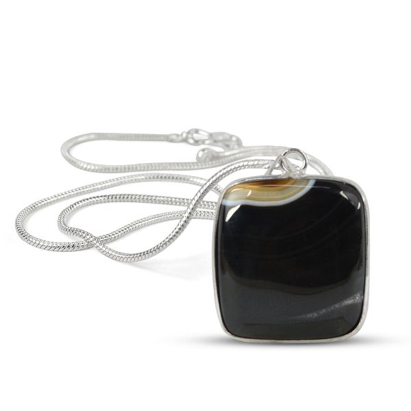 Natural AAA Quality Square Shape Pendant - Locket with Metal Chain