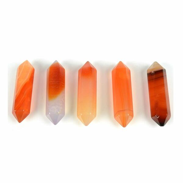 Carnelian Double Terminated Pencil 2.4 cm (1 Inch) | Natural Carnelian Crystal Healing Wand for Reiki Healing, Chakra Balancing & Meditation | Double Pointed Crystal Stone for Energy Work, Vastu & Spiritual Practices