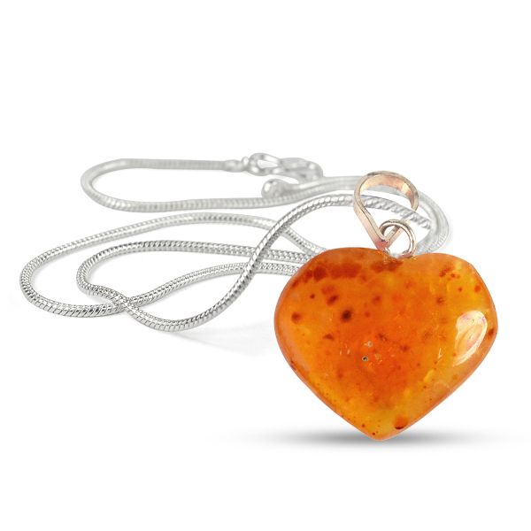 Natural Crystal Stone Heart Shape Pendant Size 15-20 mm with Metal Chain