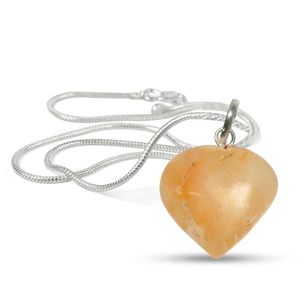 Natural Crystal Stone Heart Shape Pendant Size 15-20 mm with Metal Chain
