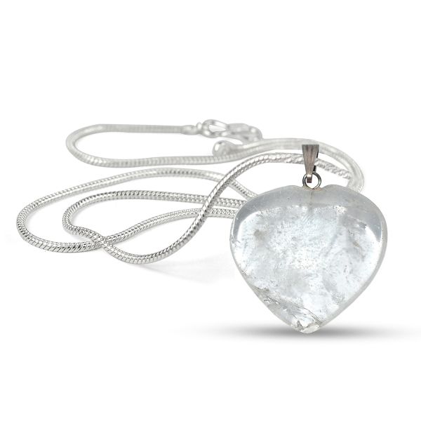 Natural Crystal Stone Heart Shape Pendant/Locket Size 25-30 mm with Metal Chain