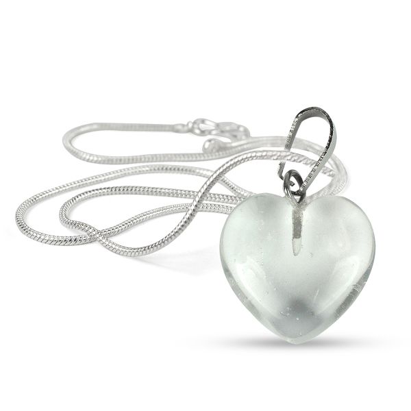 Natural Crystal Stone Heart Shape Pendant Size 15-20 mm with Metal Chain