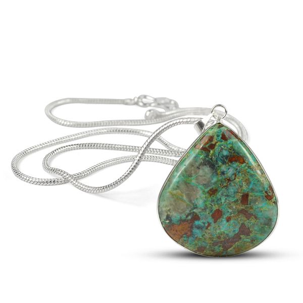 AAA Natural Crystal Stone Drop Shape Pendant - Locket with Metal Chain
