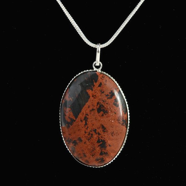 Mahogany Obsidian Oval Shape Pendant with Chain
