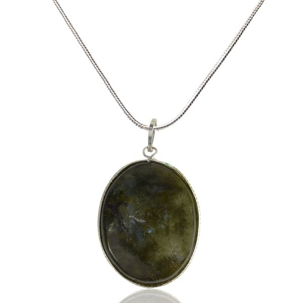 Labradorite Oval Shape Pendant with Chain