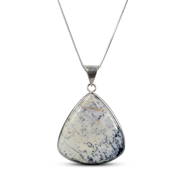 AAA Quality Dendrite Opal Drop Shape Pendant With Chain