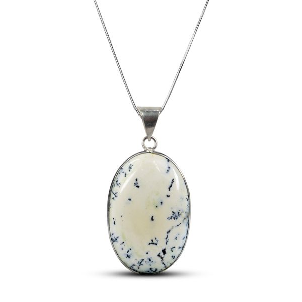 AAA Quality Dendrite Opal Oval Pendant With Chain