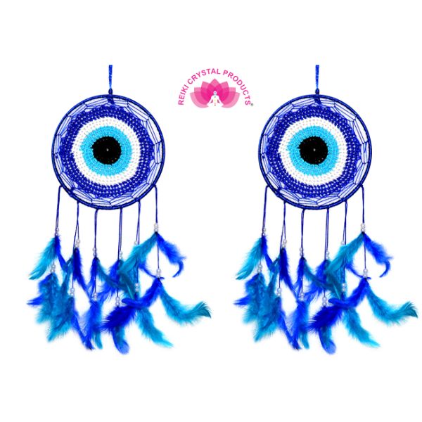 Evil Eye Dream Catcher Wall Hanging for Positive Energy -2 Pc