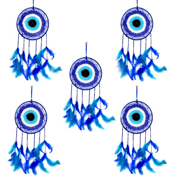 Evil Eye Dream Catcher Wall Hanging for Positive Energy -5 Pc