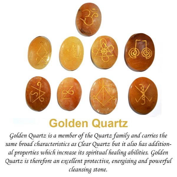 Natural Stone Oval Shape Karuna Reiki Symbol Engraved Set of 9 pcs
