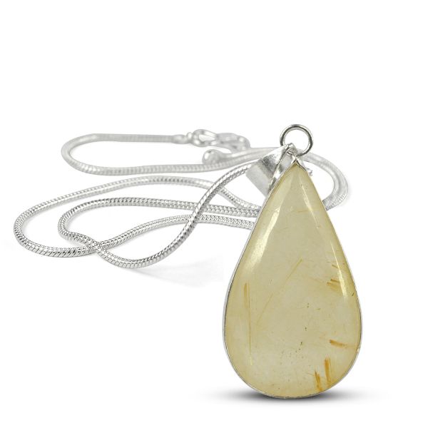 AAA Natural Crystal Stone Drop Shape Pendant - Locket with Metal Chain