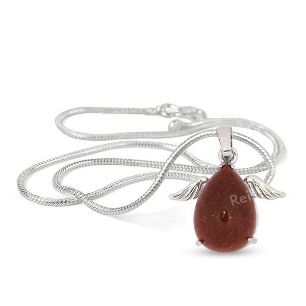 Natural Crystal Stone Angel Shape Pendant with Metal Chain