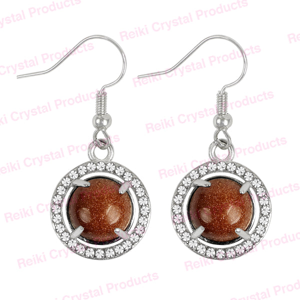 Natural Crystal Stone Round Shape Earrings for Girls Women