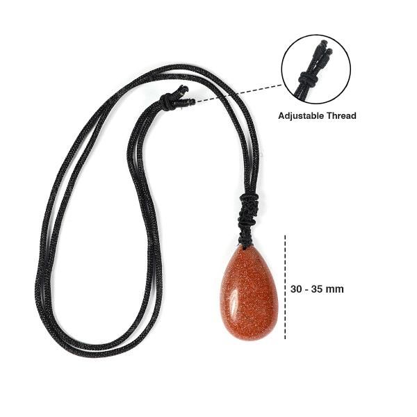 Natural Crytal Stone Drop Shape Pendant with Thrad for Unisex