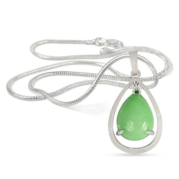 Natural Crystal Stone Drop Shape Pendant - Locket with Metal Chain