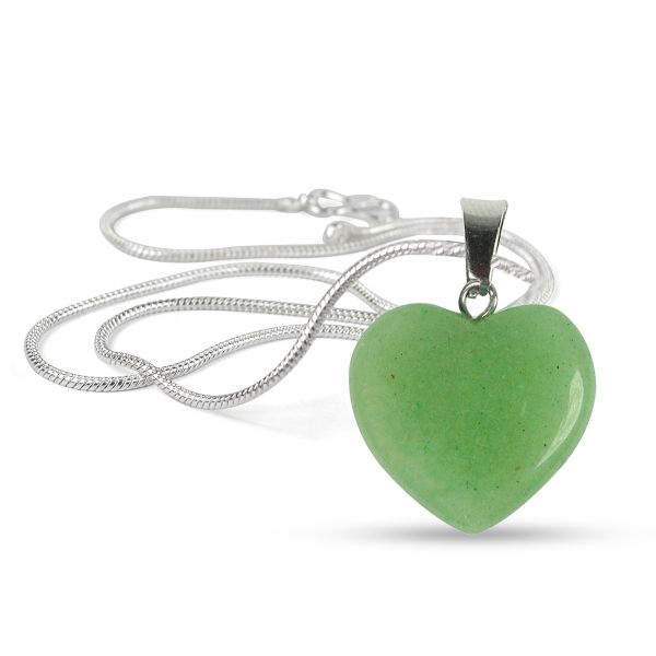 Natural Crystal Stone Heart Shape Pendant Size 15-20 mm with Metal Chain