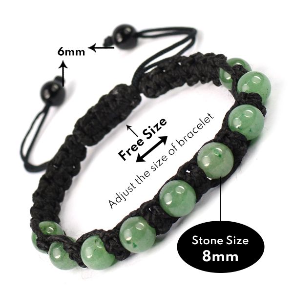 Natural Crystal Stone 8 mm Round Bead Thread Bracelet