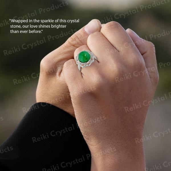 AAA Green Jade Gemstone Adjustable Ring for Unisex