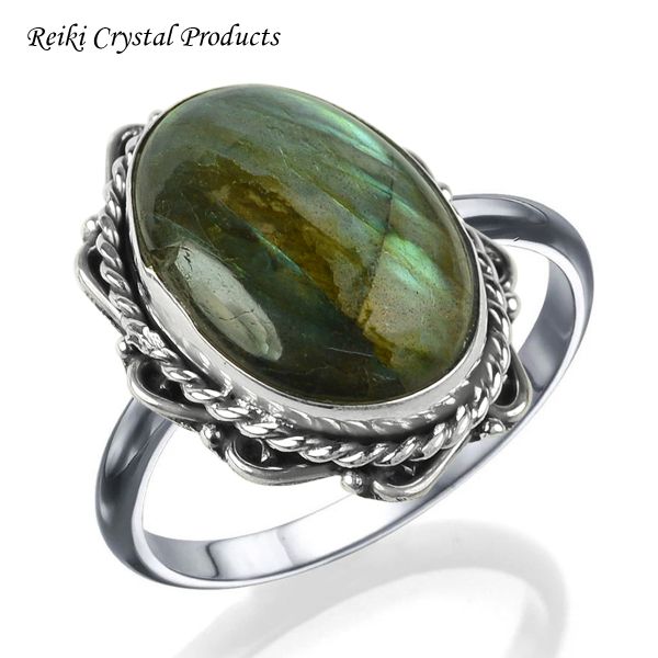 Natural Crystal Gemstone Adjustable Silver Ring