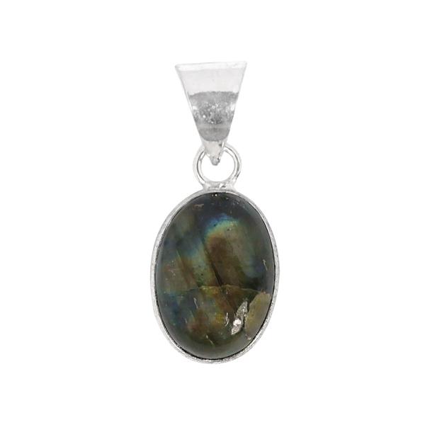 Natural Labradorite Oval Shape Pendant Locket with Metal Chain for Unisex