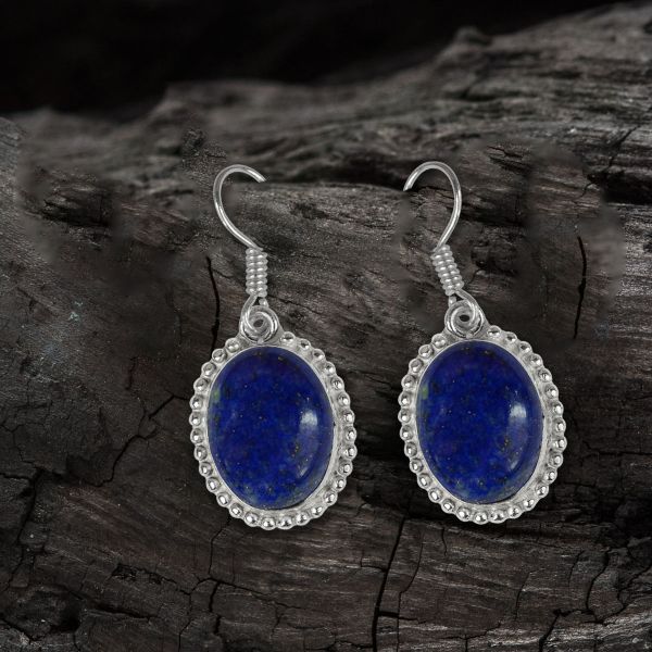 Lapis Lazuli Crystal Stone Oval Shape Earring