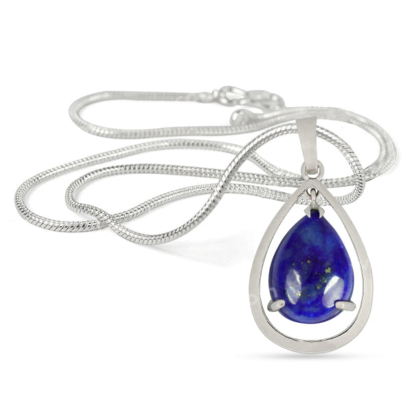 Natural Crystal Stone Drop Shape Pendant - Locket with Metal Chain